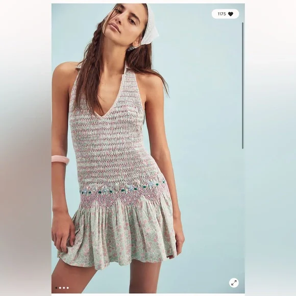 Flirty In Florals Smocked Mini Dress by Free People, Size: S Flirty In Florals Smocked Mini Dress by Free People, Size: S